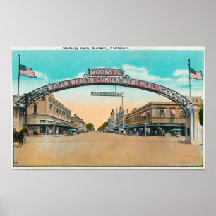 Poster Vue de Modesto ArchModesto de accueil, CA