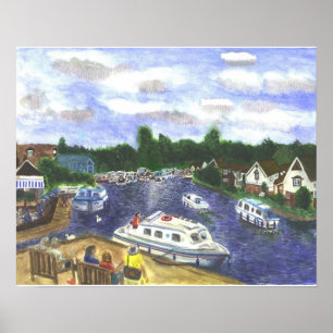 Poster Vue de pont Norfolk Broads de Wroxham
