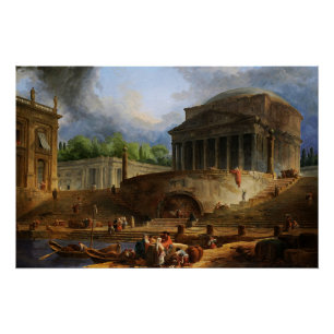 Poster Vue de Ripetta par Hubert Robert