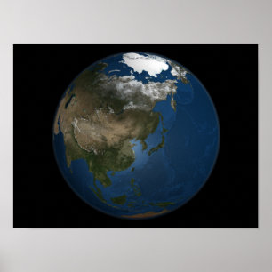 Poster Vue d'ensemble sur l'Asie avec la glace de mer arc