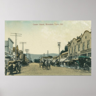 Poster Vue des chariots de cheval sur la rue de Castro