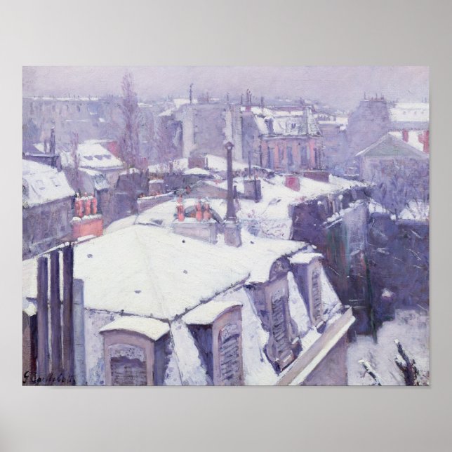 Poster Vue des toits ou toits sous la neige, 1878 (Devant)