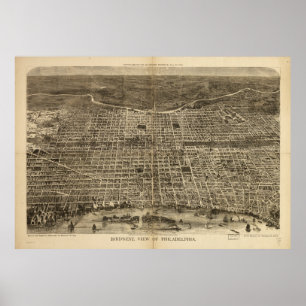 Poster Vue d'oeil d'oiseau de Philadelphie Pennsylvanie