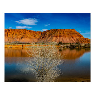 Poster Vue du lac de feu brillant