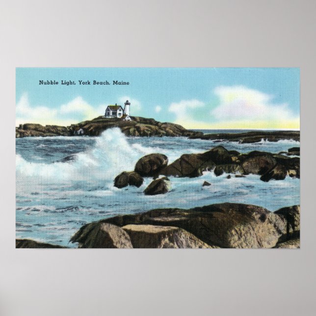 Poster Vue du phare de Nubble (Devant)