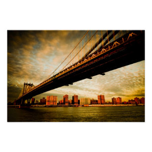 Poster Vue du pont de Manhattan du côté de Brooklyn (NYC)