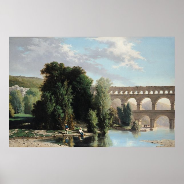 Poster Vue du pont du Gard, 1859 (Devant)