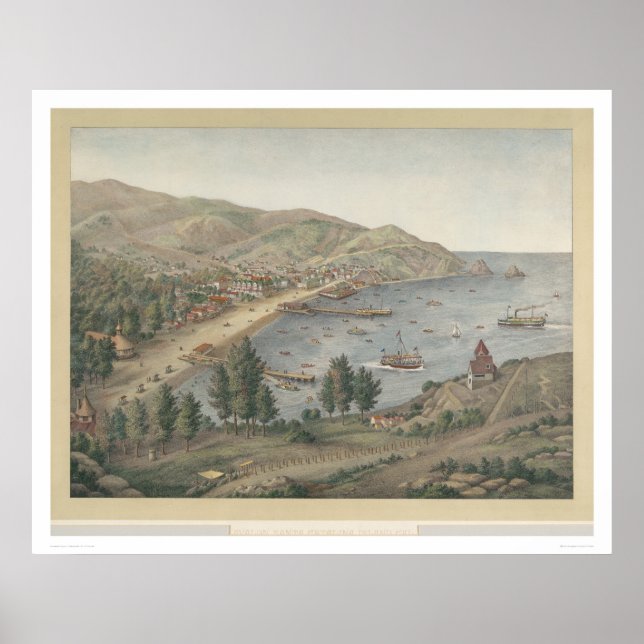 Poster Vue du port d'Avalon, Père Noël Catalina Island(12 (Devant)