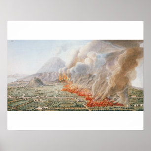 Poster Vue d'une éruption du mont Vésuve qui a commencé