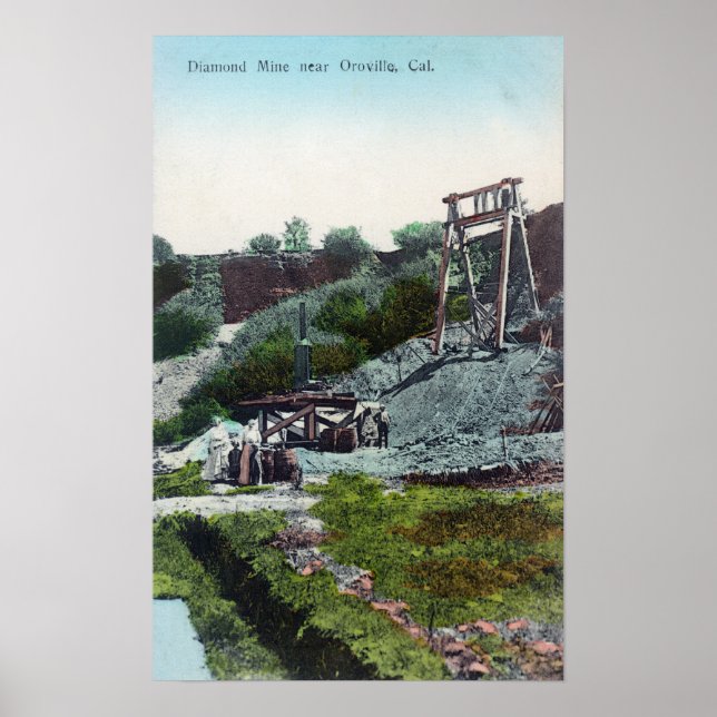 Poster Vue d'une mine de diamants Oroville, CA (Devant)