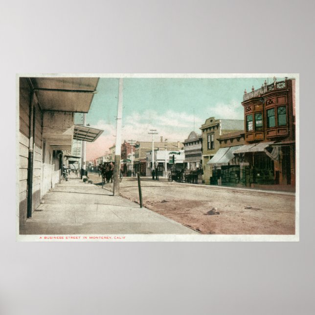 Poster Vue d'une rue d'affaires Monterey, CA (Devant)