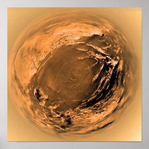 Poster Vue en oeil de poisson de la surface de Titan