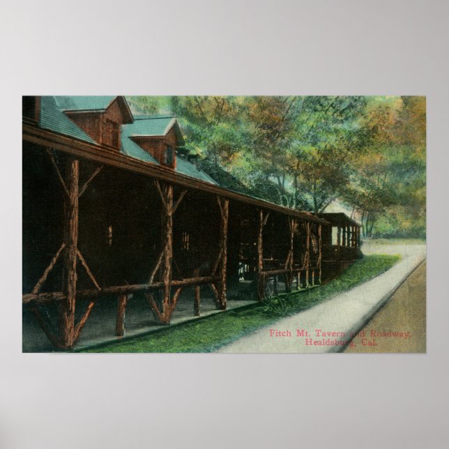 Poster Vue extérieure de Fitch Mt Tavern et de la route (Devant)
