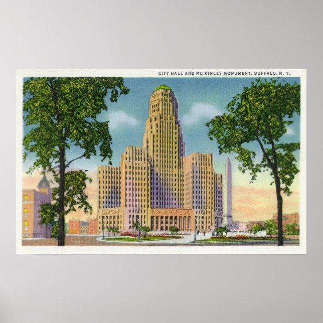 Poster Vue extérieure de l'hôtel de ville et du McKinley (Devant)