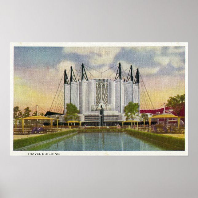 Poster Vue extérieure de l'immeuble de voyage (Devant)