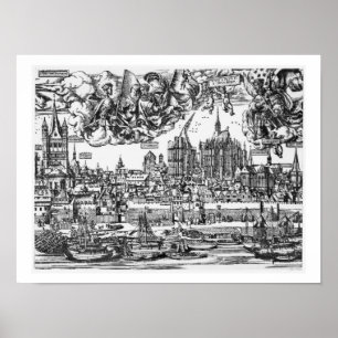 Poster Vue générale de Cologne, 1531 (gravure) (pho de