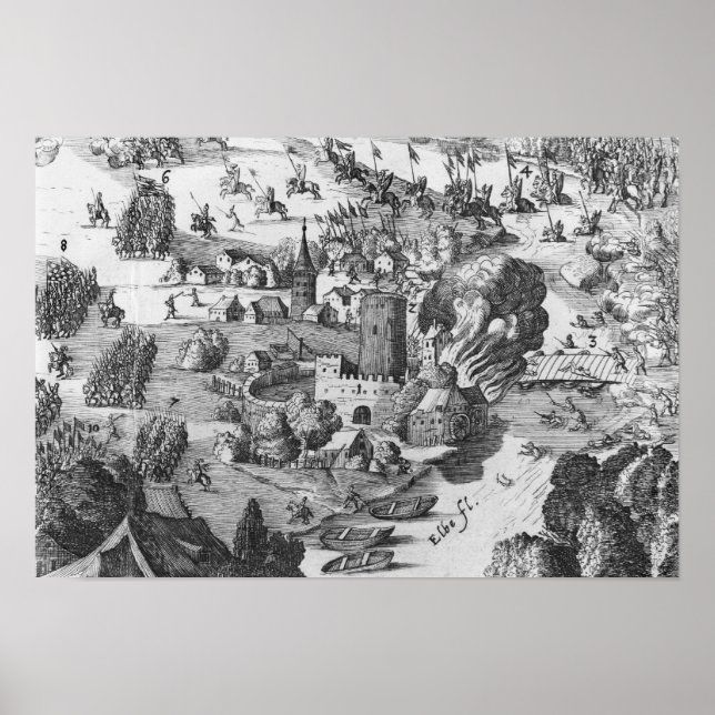 Poster Vue générale de la bataille de Muhlberg (Devant)