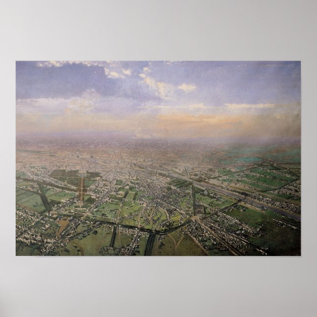 Poster Vue générale de Paris depuis une montgolfière (Devant)