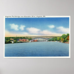 Poster Vue kennebec de rivière du pont de péage d'Augusta