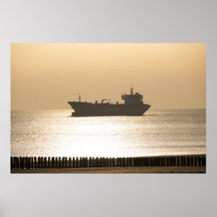 Poster Vue mer - bateau