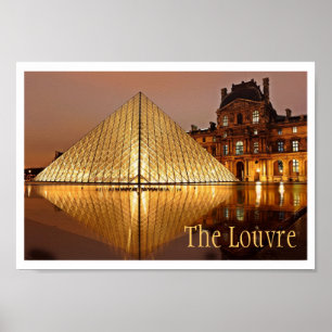 Poster Vue nocturne du Louvre, Paris, France