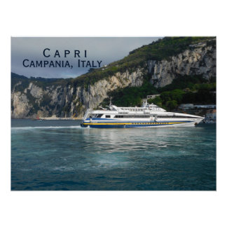 Poster Vue pittoresque du bateau à passagers Capri Italie