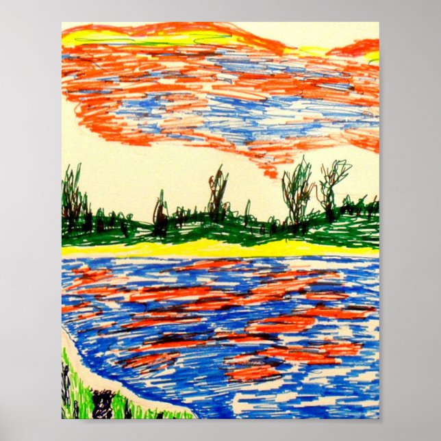 Poster : Vue réfléchie du ciel et de la mer. (Devant)