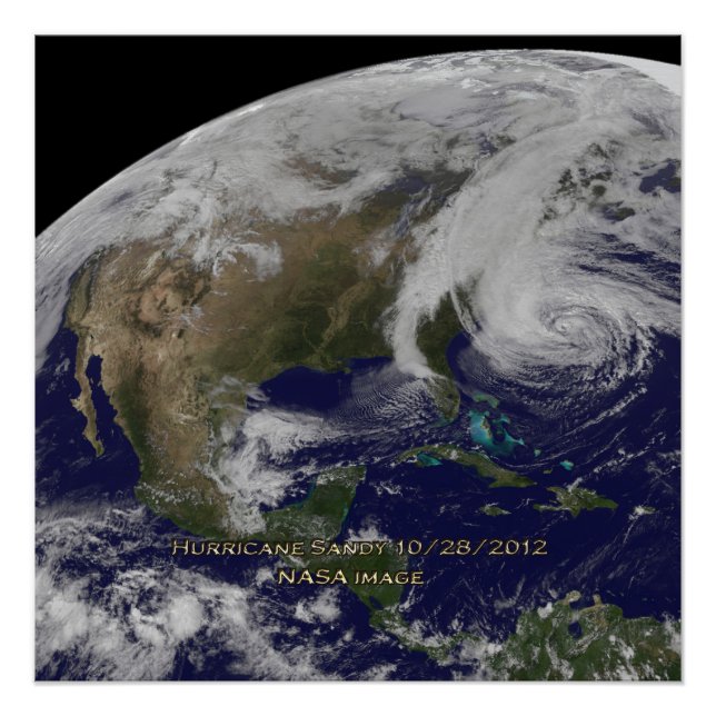 Poster Vue satellite de l'ouragan Sandy (Devant)
