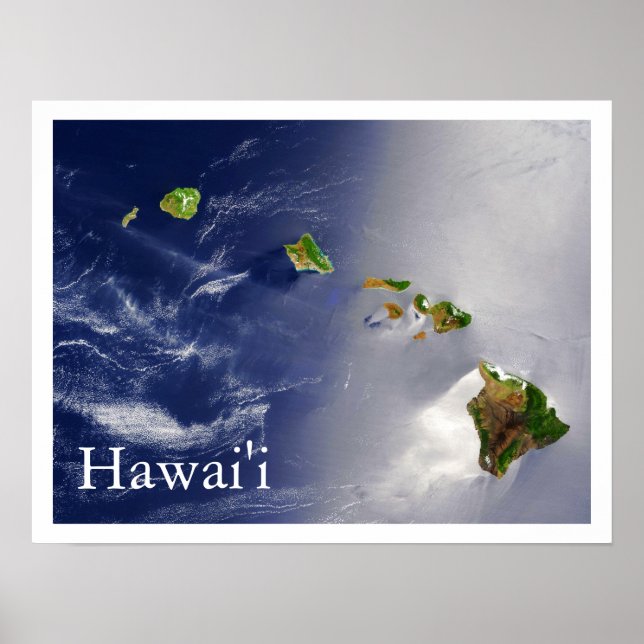 Poster Vue satellite des îles Hawaii (Devant)