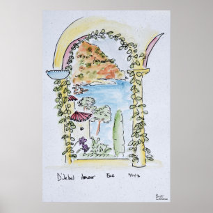 Poster Vue sur la Méditerranée   Eze, France