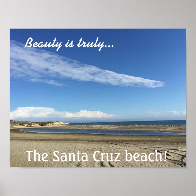 Poster Vue sur la plage sur la Père Noël Cruz Boardwalk (Devant)