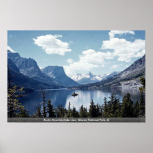 Poster Vue sur le lac Rocky Mountain, Parc national Glaci