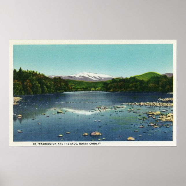 Poster Vue sur le Mont Washington et le Saco (Devant)