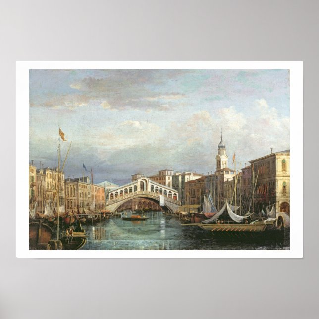 Poster Vue sur le pont du Rialto à Venise (Devant)