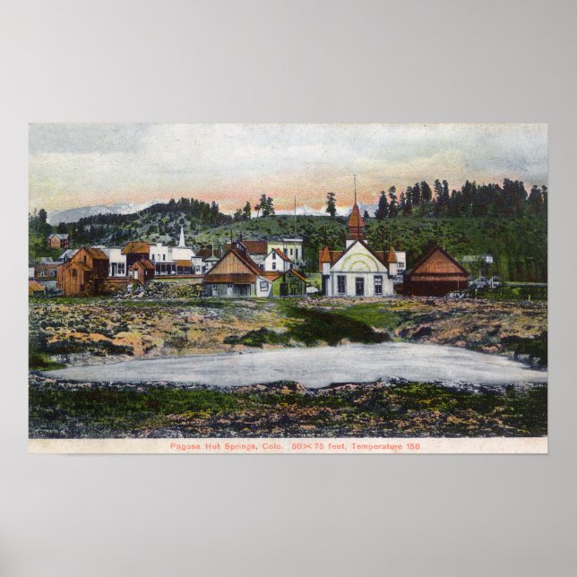 Poster Vue sur les sources et la ville (Devant)