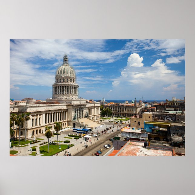 Poster Vue sur un bâtiment du Capitole à La Havane, Cuba (Devant)