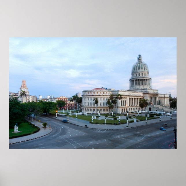 Poster Vue sur un bâtiment du Capitole à La Havane, Cuba (Devant)