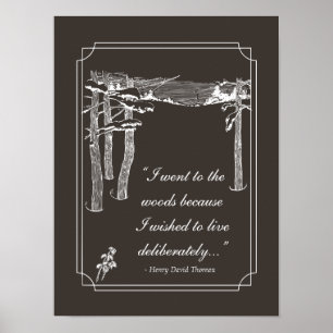 Poster Walden Citation, "Live délibérément" (sombre)