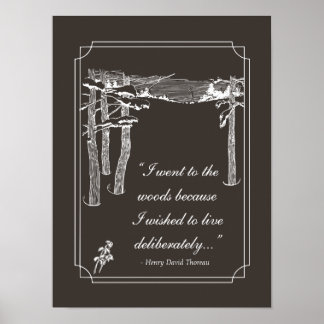 Poster Walden Citation, "Live délibérément" (sombre)
