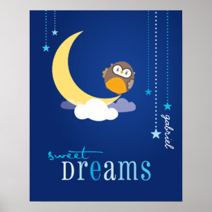 Poster WALL ART :: owl - sweet dreams 2