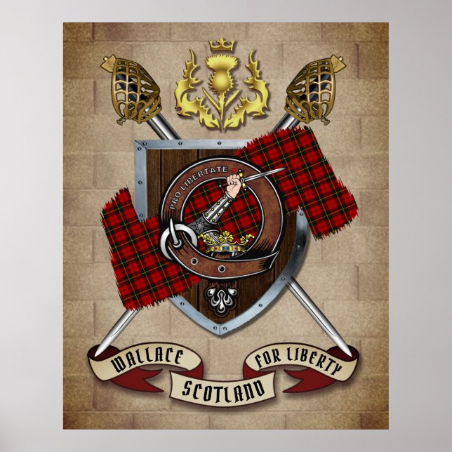 Poster Wallace Clan Badge W/Crossed Swords (Devant)