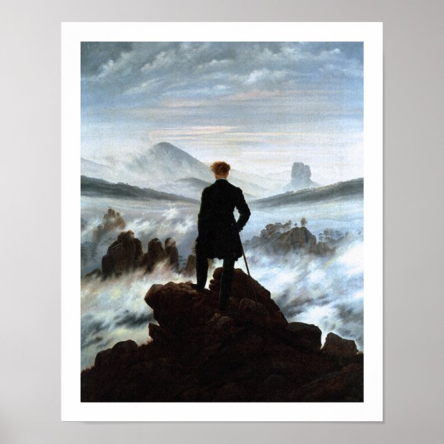 Poster Wanderer au-dessus de la mer de brouillard - David (Devant)