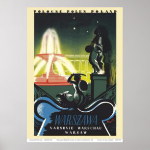 Poster Warszawa (Varsovie) Pologne - Jardins du Palais Sa