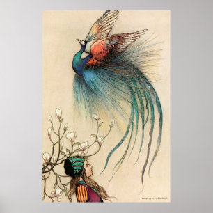 Poster Warwick Goble La Fille Et L'Oiseau Du Paradis