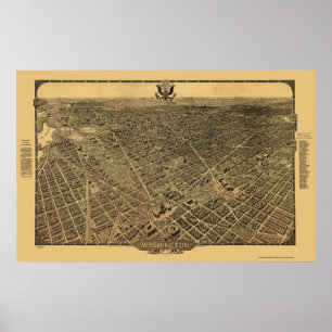 Poster Washington, carte panoramique de C.C - 1922