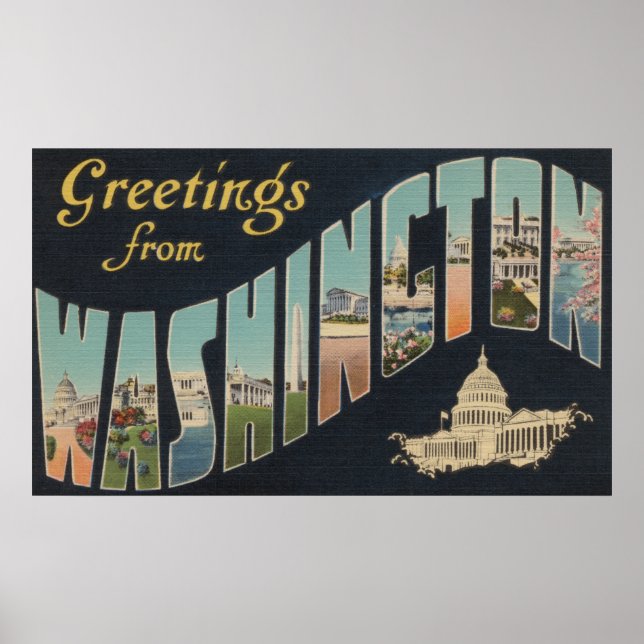 Poster Washington (État) - Scènes de grandes lettres 3 (Devant)