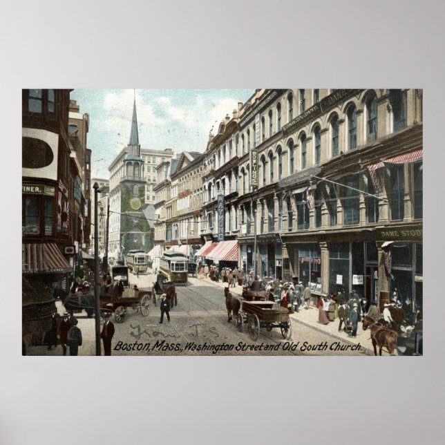 Poster Washington St Boston 1905 Vintage (Devant)