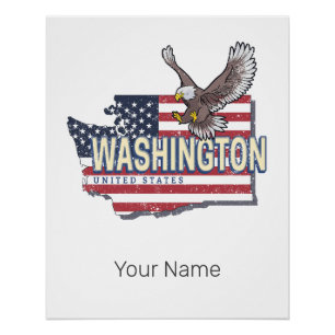 Poster Washington State États-Unis Carte USA Souvenir
