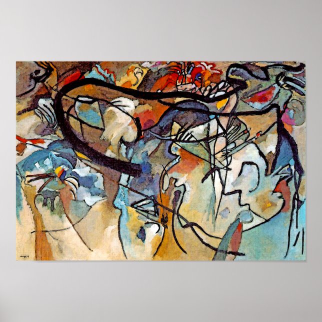 Poster Wassily Kandinsky - Composition Cinq Art Abstrait (Devant)