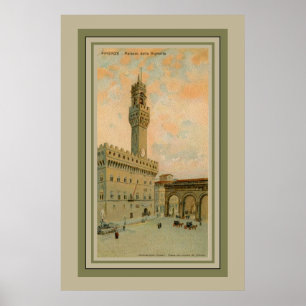 Poster Watercolor aquarelle Florence Palazzo Vecchio